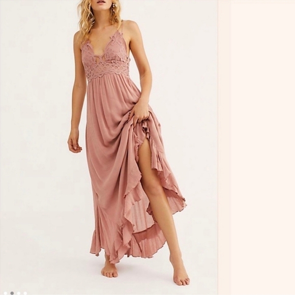 Free People One Adella dusty pink rose maxi dress - Picture 1 of 14
